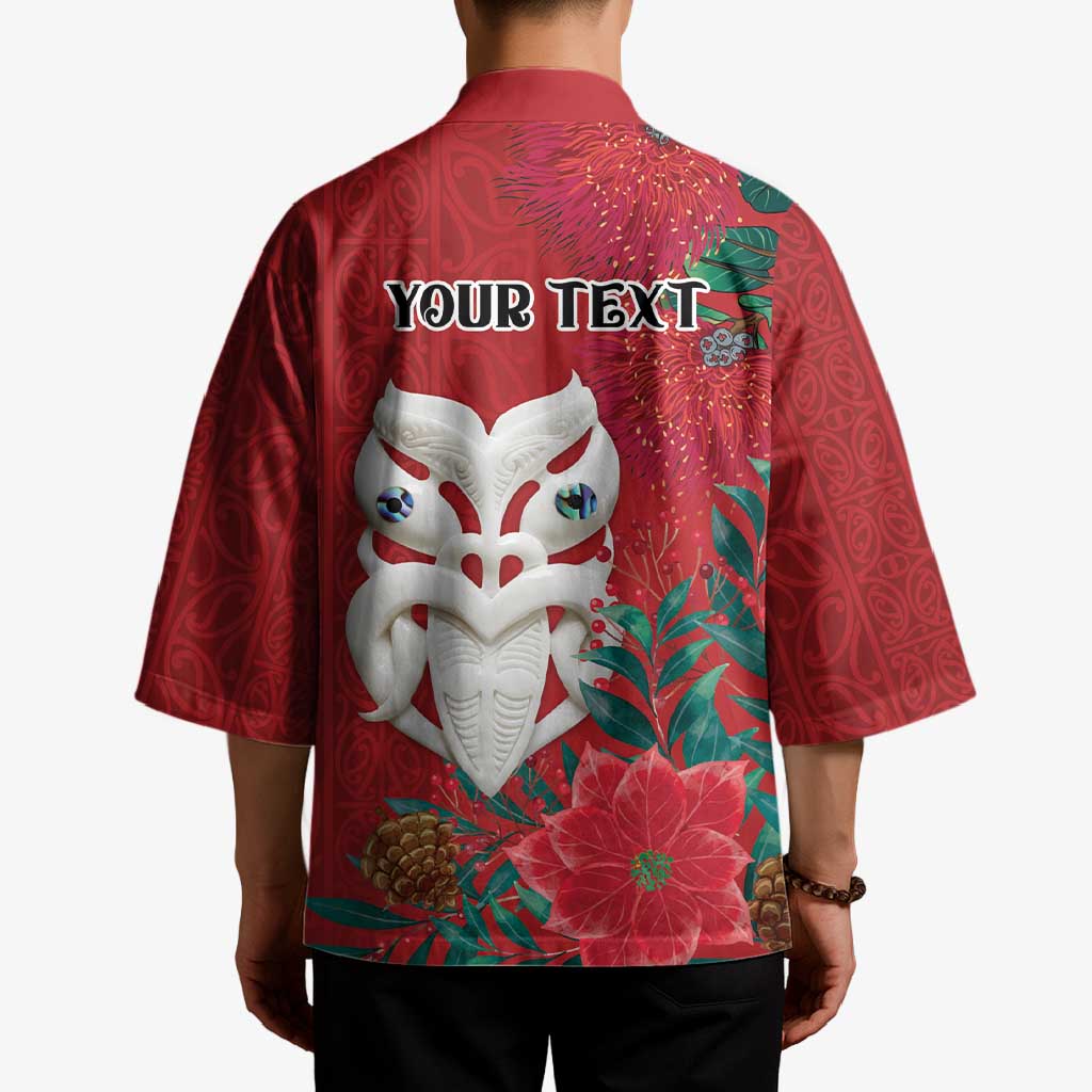 Maori Wheku Meri Kirihimete Personalised Kimono All Red Indigenous Maori Motif - Aussie Hoodie
