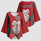 Maori Wheku Meri Kirihimete Personalised Kimono Sleeve Blouse All Red Indigenous Maori Motif - Aussie Hoodie