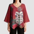 Maori Wheku Meri Kirihimete Personalised Kimono Sleeve Blouse All Red Indigenous Maori Motif - Aussie Hoodie