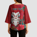 Maori Wheku Meri Kirihimete Personalised Kimono Sleeve Blouse All Red Indigenous Maori Motif - Aussie Hoodie
