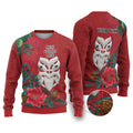 Maori Wheku Meri Kirihimete Personalised Ugly Christmas Sweater All Red Indigenous Maori Motif - Aussie Hoodie