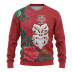 Maori Wheku Meri Kirihimete Personalised Ugly Christmas Sweater All Red Indigenous Maori Motif - Aussie Hoodie