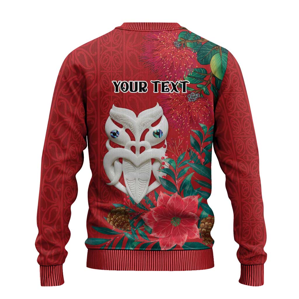 Maori Wheku Meri Kirihimete Personalised Ugly Christmas Sweater All Red Indigenous Maori Motif - Aussie Hoodie