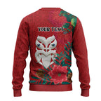 Maori Wheku Meri Kirihimete Personalised Ugly Christmas Sweater All Red Indigenous Maori Motif - Aussie Hoodie