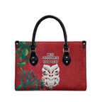 Maori Wheku Meri Kirihimete Personalised Leather Bag All Red Indigenous Maori Motif - Aussie Hoodie
