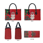 Maori Wheku Meri Kirihimete Personalised Leather Bag All Red Indigenous Maori Motif - Aussie Hoodie