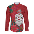 Maori Wheku Meri Kirihimete Personalised Long Sleeve Button Shirt All Red Indigenous Maori Motif - Aussie Hoodie