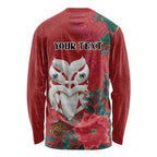 Maori Wheku Meri Kirihimete Personalised Long Sleeve Shirt All Red Indigenous Maori Motif - Aussie Hoodie