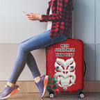 Maori Wheku Meri Kirihimete Personalised Luggage Cover All Red Indigenous Maori Motif - Aussie Hoodie