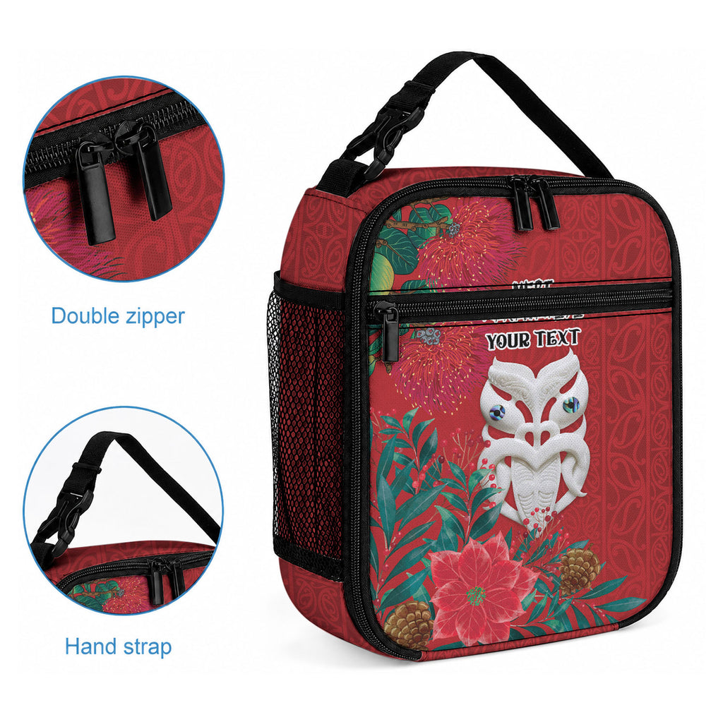 Maori Wheku Meri Kirihimete Personalised Lunch Bag All Red Indigenous Maori Motif
