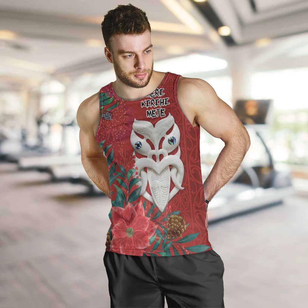 Maori Wheku Meri Kirihimete Personalised Men Tank Top All Red Indigenous Maori Motif - Aussie Hoodie