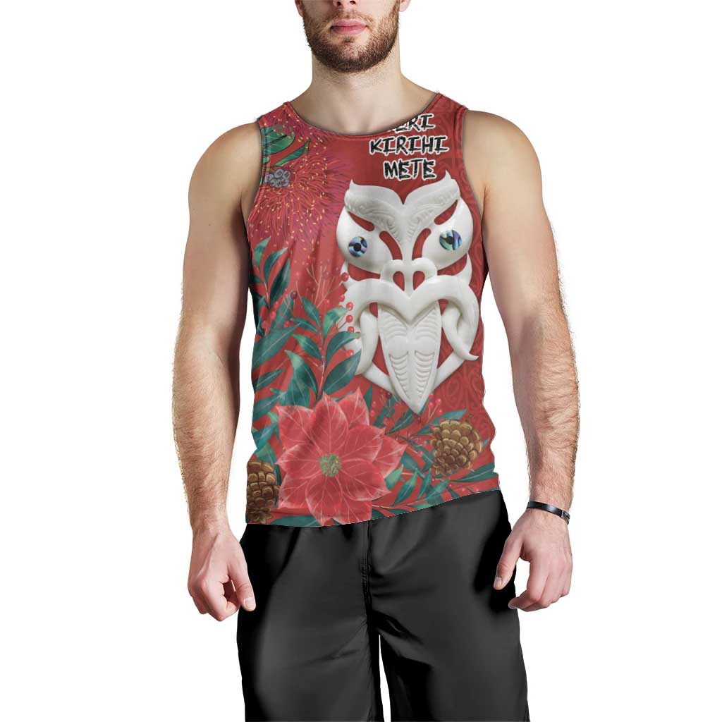 Maori Wheku Meri Kirihimete Personalised Men Tank Top All Red Indigenous Maori Motif - Aussie Hoodie