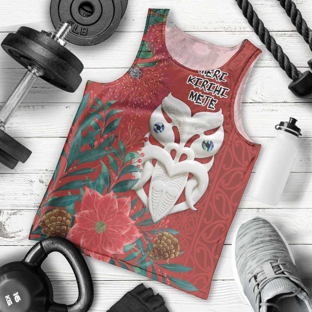 Maori Wheku Meri Kirihimete Personalised Men Tank Top All Red Indigenous Maori Motif - Aussie Hoodie