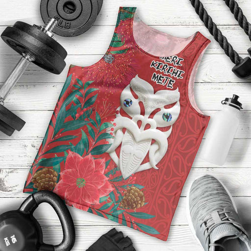 Maori Wheku Meri Kirihimete Personalised Men Tank Top All Red Indigenous Maori Motif - Aussie Hoodie