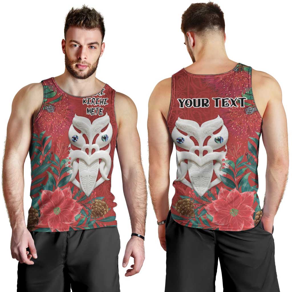 Maori Wheku Meri Kirihimete Personalised Men Tank Top All Red Indigenous Maori Motif - Aussie Hoodie