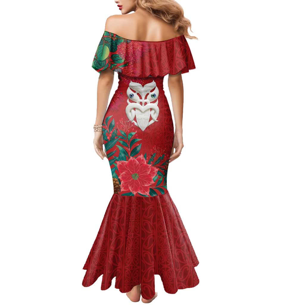 Maori Wheku Meri Kirihimete Personalised Mermaid Dress All Red Indigenous Maori Motif - Aussie Hoodie