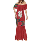 Maori Wheku Meri Kirihimete Personalised Mermaid Dress All Red Indigenous Maori Motif - Aussie Hoodie