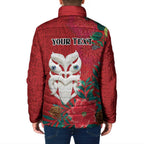 Maori Wheku Meri Kirihimete Personalised Padded Jacket All Red Indigenous Maori Motif - Aussie Hoodie