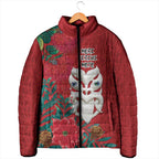 Maori Wheku Meri Kirihimete Personalised Padded Jacket All Red Indigenous Maori Motif - Aussie Hoodie
