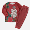 Maori Wheku Meri Kirihimete Personalised Christmas Pajama Set All Red Indigenous Maori Motif - Aussie Hoodie