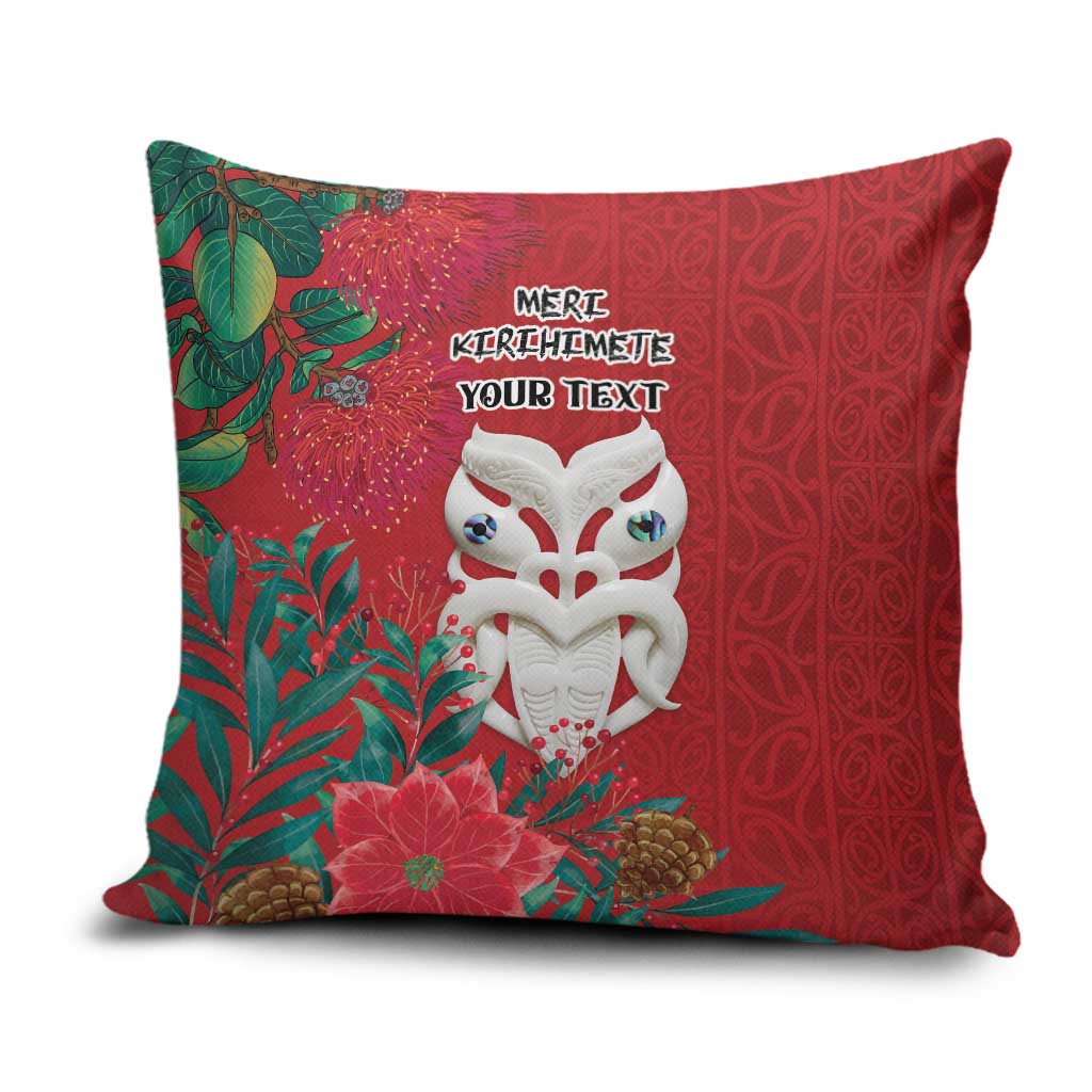 Maori Wheku Meri Kirihimete Personalised Pillow Cover All Red Indigenous Maori Motif - Aussie Hoodie