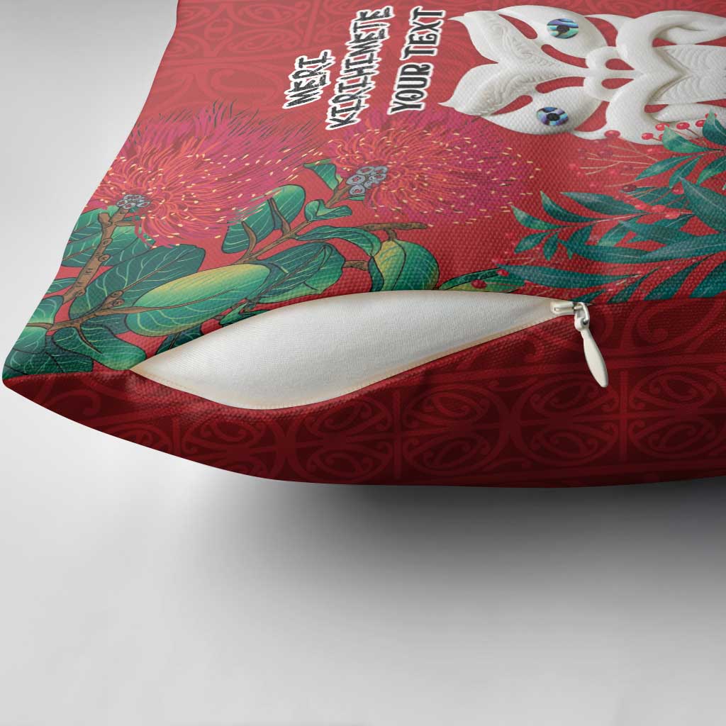 Maori Wheku Meri Kirihimete Personalised Pillow Cover All Red Indigenous Maori Motif - Aussie Hoodie