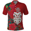 Maori Wheku Meri Kirihimete Personalised Polo Shirt All Red Indigenous Maori Motif - Aussie Hoodie