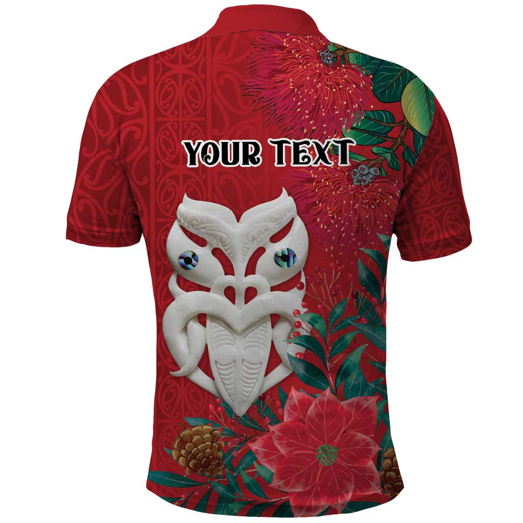 Maori Wheku Meri Kirihimete Personalised Polo Shirt All Red Indigenous Maori Motif - Aussie Hoodie
