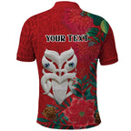 Maori Wheku Meri Kirihimete Personalised Polo Shirt All Red Indigenous Maori Motif - Aussie Hoodie