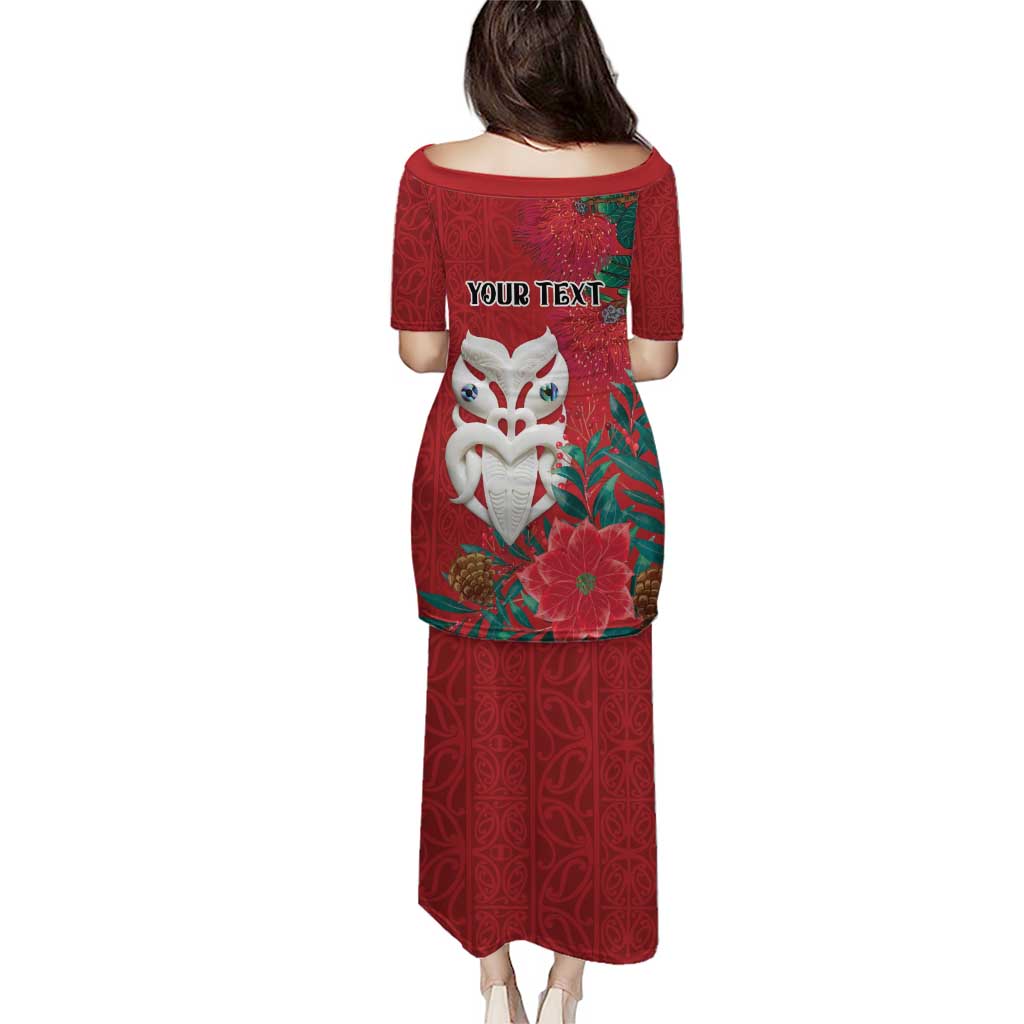 Maori Wheku Meri Kirihimete Personalised Puletasi All Red Indigenous Maori Motif - Aussie Hoodie