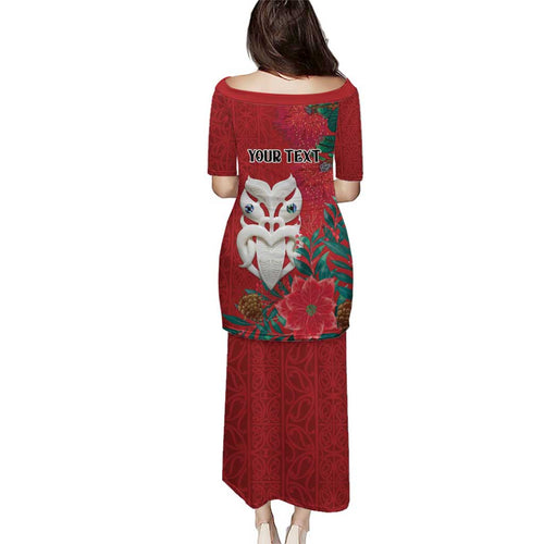 Maori Wheku Meri Kirihimete Personalised Puletasi All Red Indigenous Maori Motif - Aussie Hoodie