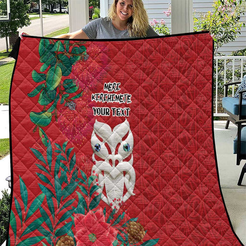 Maori Wheku Meri Kirihimete Personalised Quilt All Red Indigenous Maori Motif - Aussie Hoodie