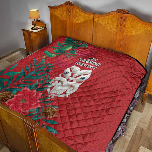 Maori Wheku Meri Kirihimete Personalised Quilt All Red Indigenous Maori Motif - Aussie Hoodie