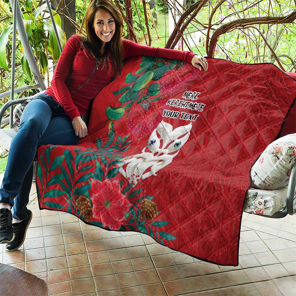 Maori Wheku Meri Kirihimete Personalised Quilt All Red Indigenous Maori Motif - Aussie Hoodie