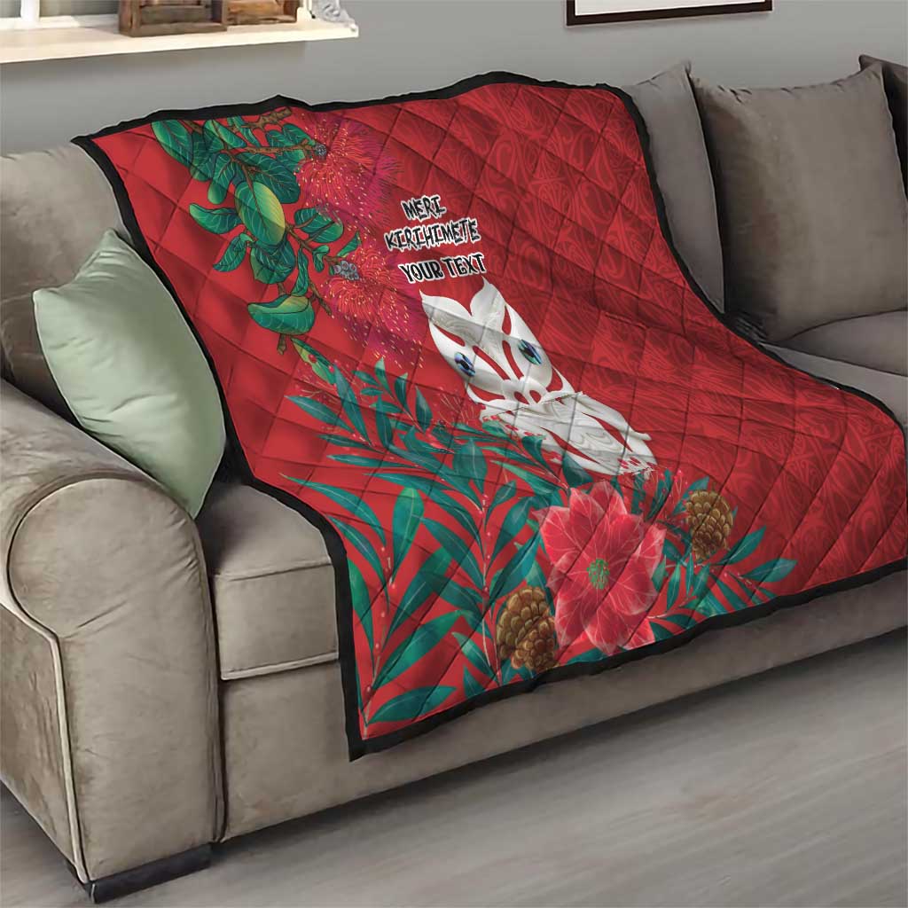 Maori Wheku Meri Kirihimete Personalised Quilt All Red Indigenous Maori Motif - Aussie Hoodie