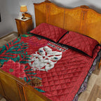 Maori Wheku Meri Kirihimete Personalised Quilt Bed Set All Red Indigenous Maori Motif - Aussie Hoodie