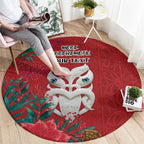 Maori Wheku Meri Kirihimete Personalised Round Carpet All Red Indigenous Maori Motif - Aussie Hoodie