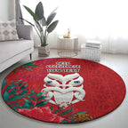 Maori Wheku Meri Kirihimete Personalised Round Carpet All Red Indigenous Maori Motif - Aussie Hoodie