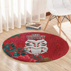 Maori Wheku Meri Kirihimete Personalised Round Carpet All Red Indigenous Maori Motif - Aussie Hoodie