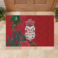 Maori Wheku Meri Kirihimete Personalised Rubber Doormat All Red Indigenous Maori Motif - Aussie Hoodie