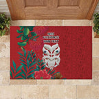 Maori Wheku Meri Kirihimete Personalised Rubber Doormat All Red Indigenous Maori Motif - Aussie Hoodie