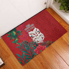 Maori Wheku Meri Kirihimete Personalised Rubber Doormat All Red Indigenous Maori Motif - Aussie Hoodie