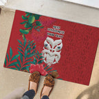 Maori Wheku Meri Kirihimete Personalised Rubber Doormat All Red Indigenous Maori Motif - Aussie Hoodie