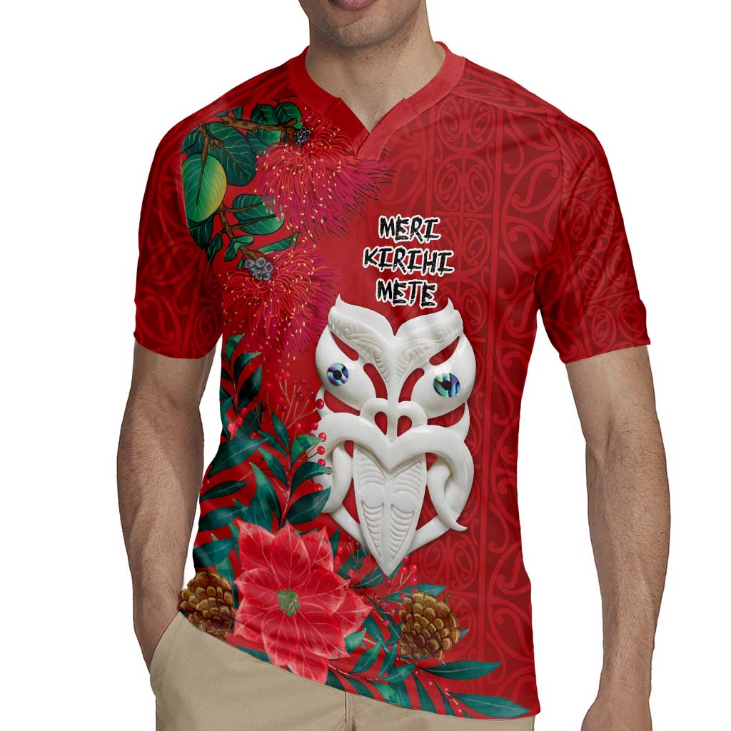 Maori Wheku Meri Kirihimete Personalised Rugby Jersey All Red Indigenous Maori Motif - Aussie Hoodie