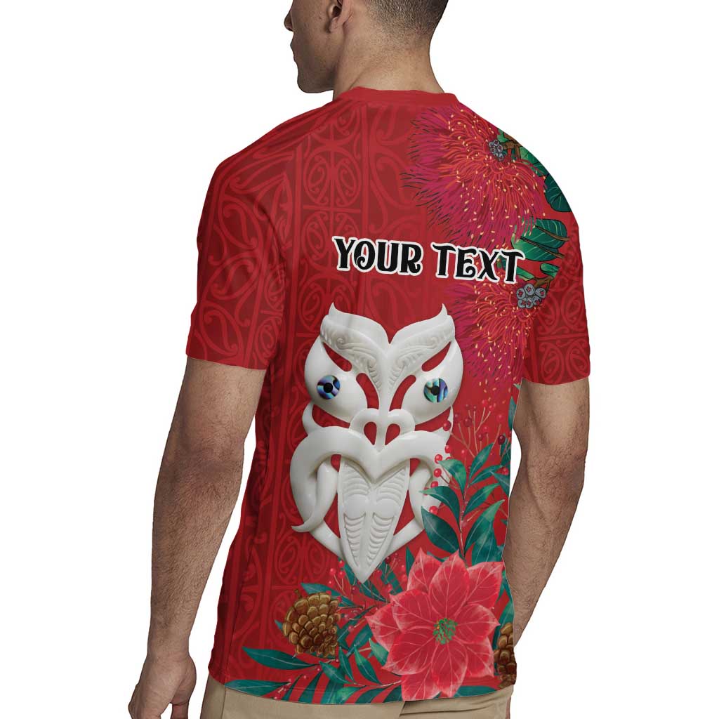 Maori Wheku Meri Kirihimete Personalised Rugby Jersey All Red Indigenous Maori Motif - Aussie Hoodie