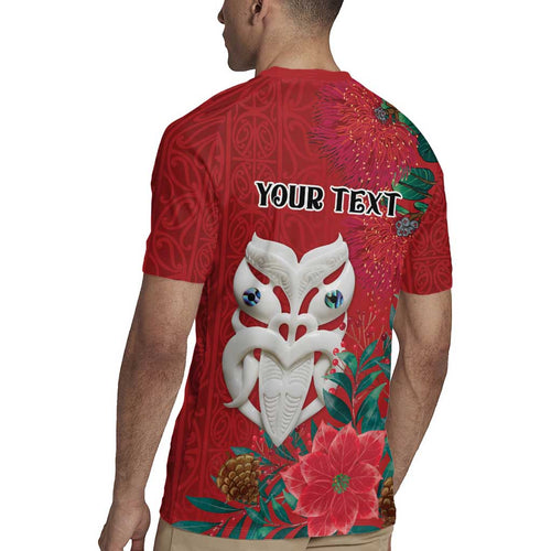 Maori Wheku Meri Kirihimete Personalised Rugby Jersey All Red Indigenous Maori Motif - Aussie Hoodie
