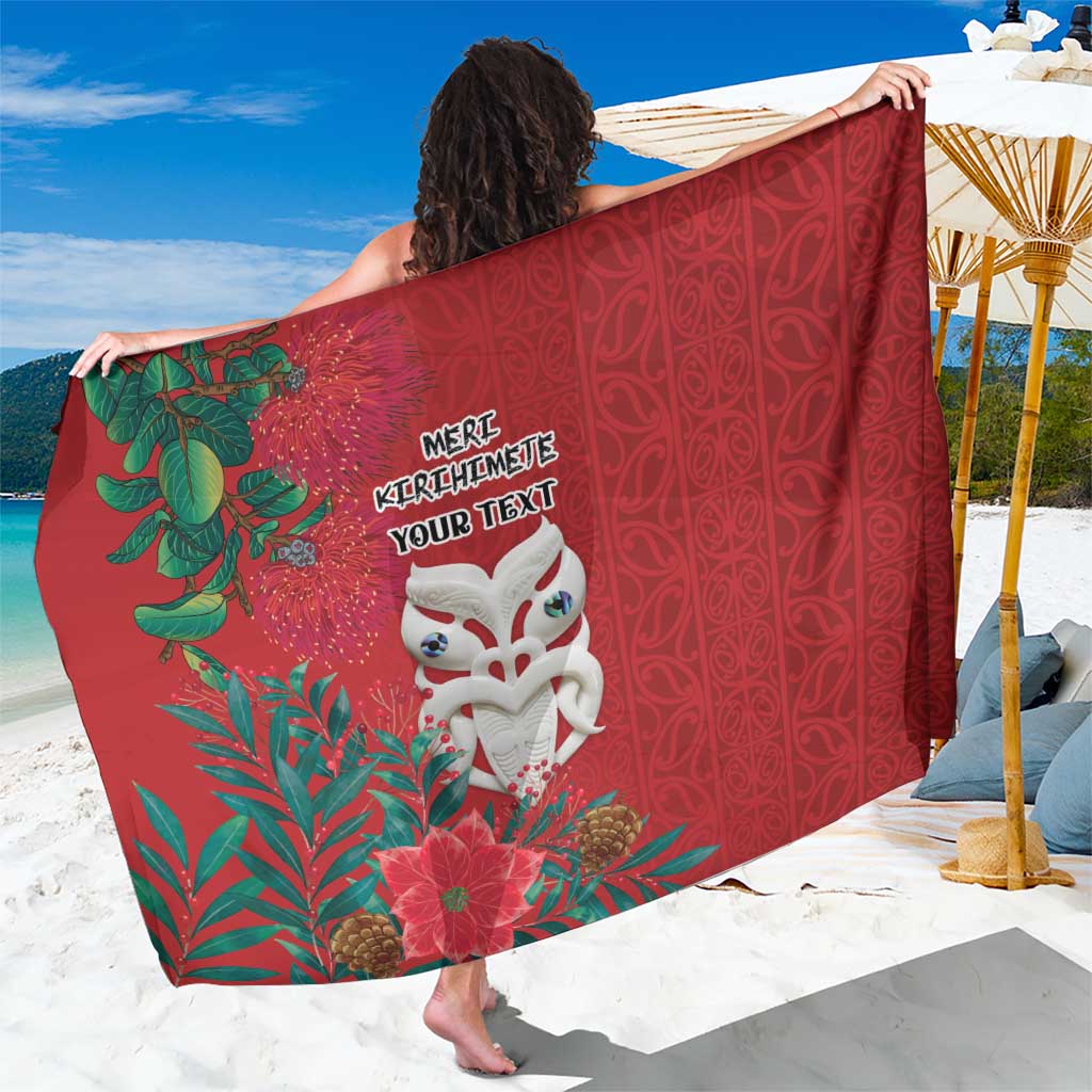 Maori Wheku Meri Kirihimete Personalised Sarong All Red Indigenous Maori Motif - Aussie Hoodie