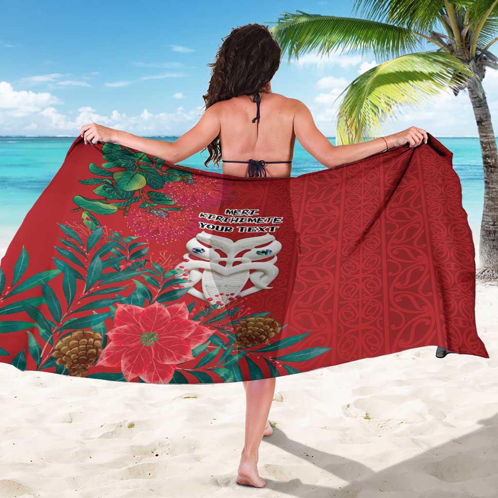 Maori Wheku Meri Kirihimete Personalised Sarong All Red Indigenous Maori Motif - Aussie Hoodie