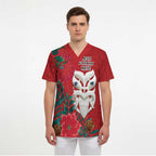 Maori Wheku Meri Kirihimete Personalised Scrub Top All Red Indigenous Maori Motif - Aussie Hoodie