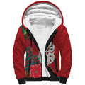 Maori Wheku Meri Kirihimete Personalised Sherpa Hoodie All Red Indigenous Maori Motif - Aussie Hoodie
